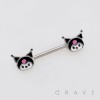 BLACK JESTER HAT PINK SKULL ENAMEL KUROMI 316L SURGICAL STEEL NIPPLE RING